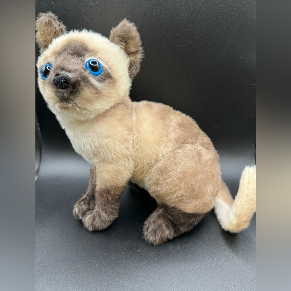 Realistic Siamese Cat Plush 8” Kitten Stuffy Stuffed Animal - Picture 1 of 4